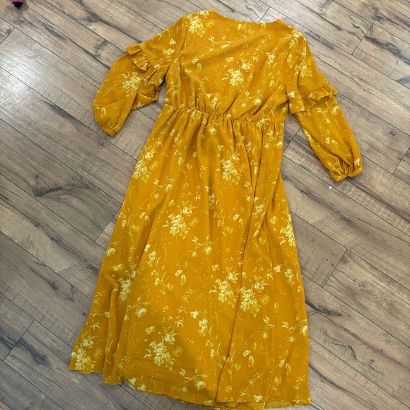 Madewell Ruffle Sleeve Button Front Dress Tonal Brown Size 6 - Picture 7 of 13